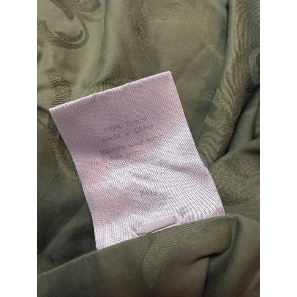 Cuddledown King sheet set Sage Green 100% Cotton Damask Scroll‎ Jacquard